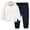 White + Navy Blue, variant on Godderr Toddler Baby Girl Hoodie Sweatshirt 2PCS Outfit，Kids Long Pants Hoodie Solid Color Sweatsuit Top Girls Suit