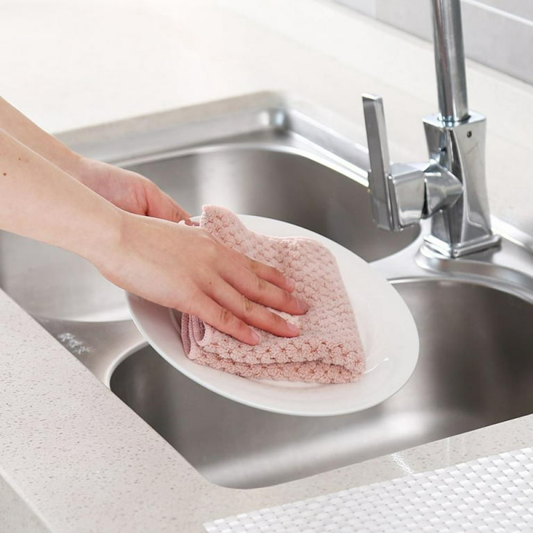 Super Absorbent Microfiber Coral Fleece Dish Drying Mat Pad Kitchen Sink  Drainer Tea Towel