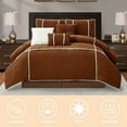 thumbnail image 2 of Lanco 7 Piece Rust Comforter Set , Queen Size Corduroy Peicework Bedding , All Season Bedding Set , Bed Skirt, Pillows & Shams, 2 of 7