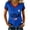 Blue, variant on Women's 250th Anniversary USA T-Shirt, Patriotic USA Graphic V-Neck Top, Independence Day Short Sleeve Shirt with Sporty Contrast Trim, Commemorative Summer Tee