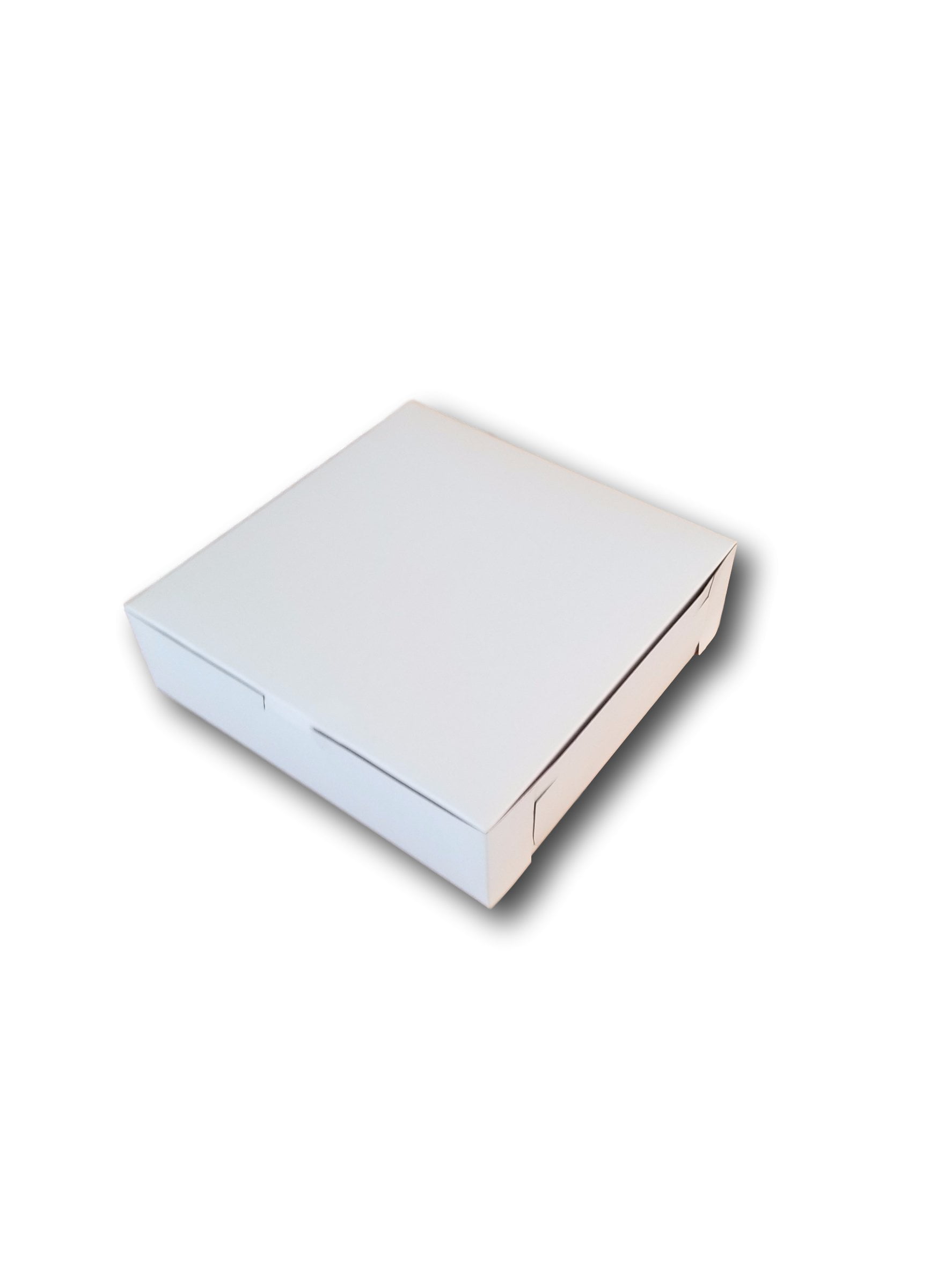 Pack of 15 9" x 9" x 2.5" White White Paperboard Lock Corner Bakery Box 