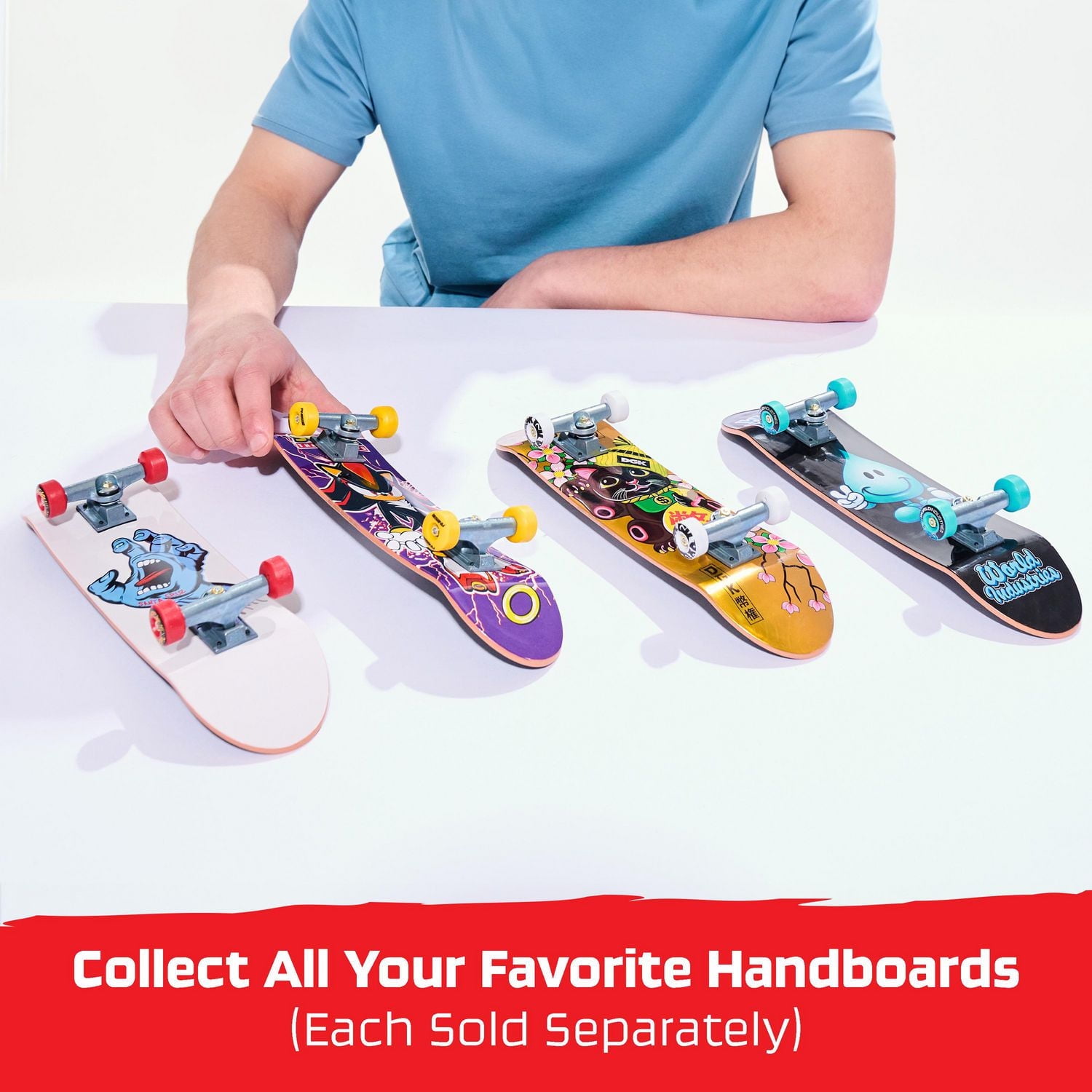Tech Deck, Finesse X Sonic the Hedgehog Handboard; Authentic Mini Skateboards, Kids Toys for Boys & Girls, Ages 6 and up (Hands Use Only)