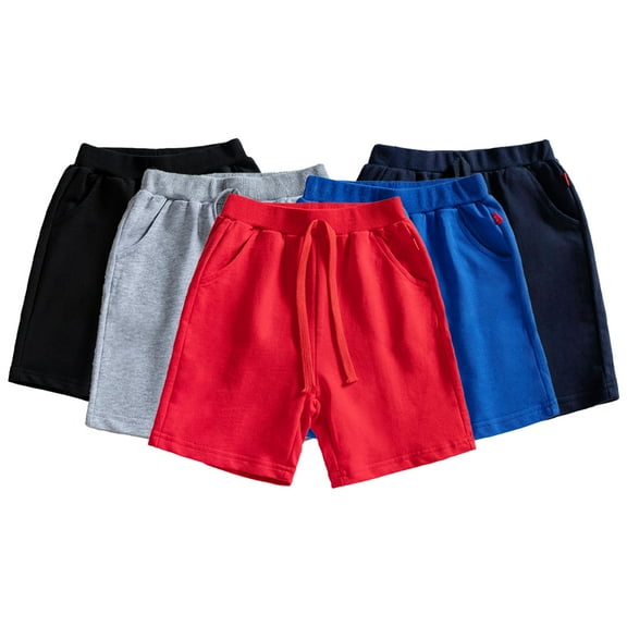 LYMAYTER Toddler Baby Boys Cotton Shorts Kids Girls Summer Drawstring Elastic Waist Casual Shorts with Pockets 100% Cotton Casual Shorts Pants 1-10T