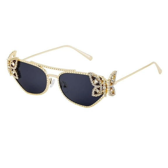 New European and American Butterfly Belt Diamond Box Anti UV Sunglasses for Women, High Grade Metallic Legs, Trendy Sunglasses for Women, UV400 Anti UV, Christmas and Valentine's Day Gift