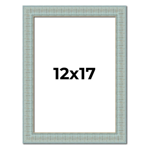 12x17 Frame Blue Teal Distressed Solid Wood Picture Frame | 1.625 Inch Moulding Width | Sonoma Blue