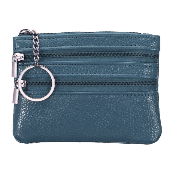 Unique Bargains Leather Change Purses Small Organizer Bags Navy Blue