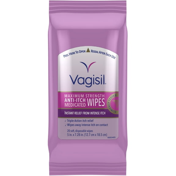 Vagisil Anti-Itch Medicated Wipes 20 Each (Pack of 3)