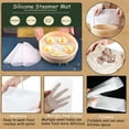 thumbnail image 5 of Tutuviw 10 in Silicone Steamer Liners,5Pcs Reusable Bamboo Steamer Liner Mesh Mat,Non-stick Food Grade Round Steamer Pad,Kitchen Cooking Steamer Liners for Dim Sum,Easy Clean, 5 of 8