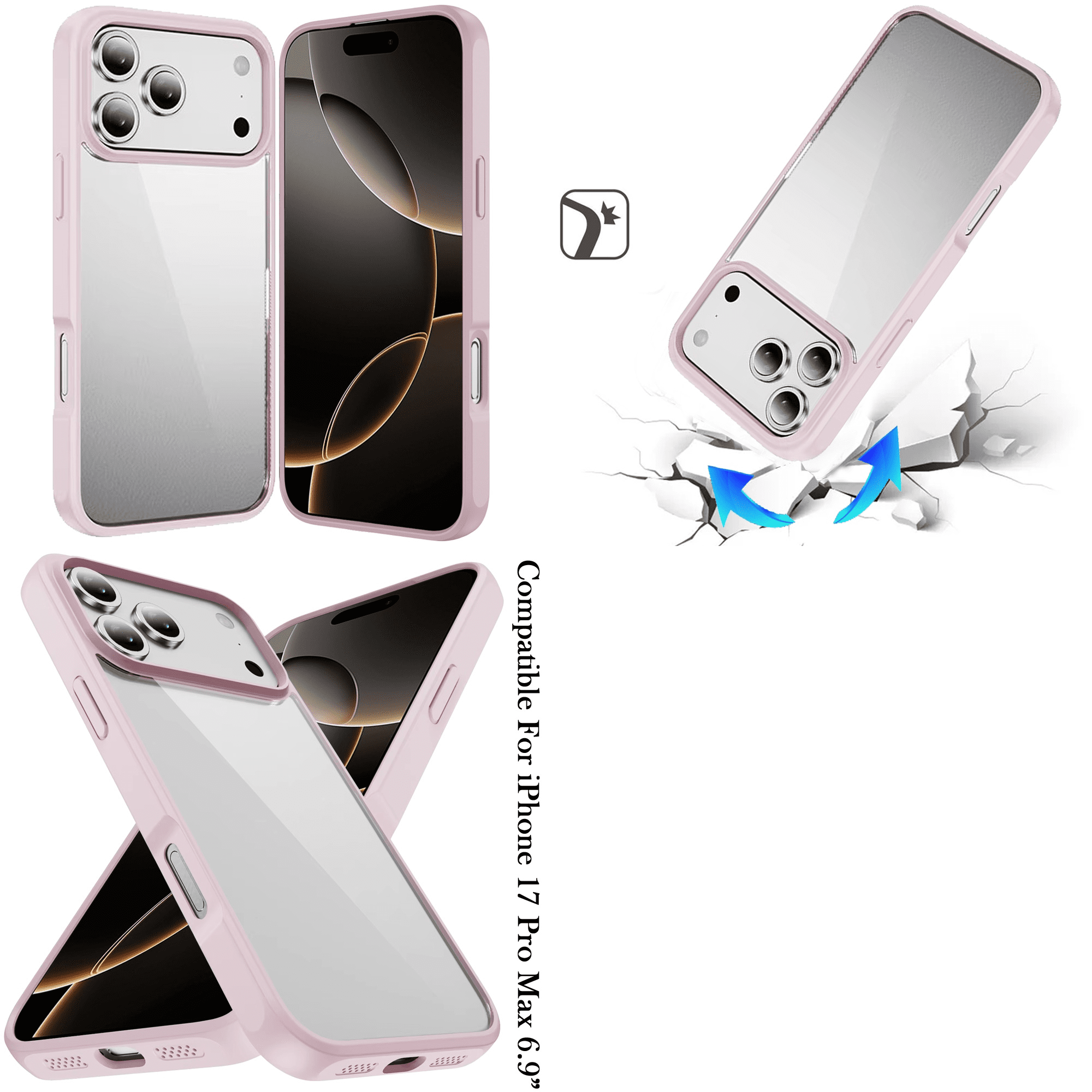 For iPhone 17 Pro Max HQ Transparent Thick 2.0mm Hybrid Case