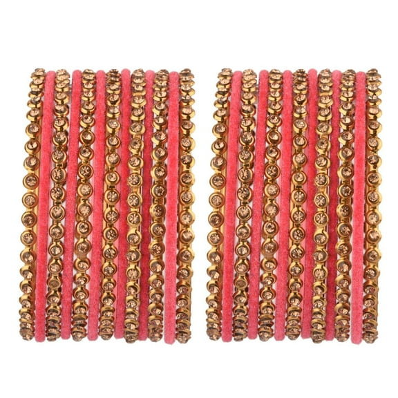 Efulgenz Indian Oxidized Jewelry Indian Bangle Set Plain Velvet Bangles with Crystal Rhinestone Bangles Bohemian Bracelet Metal Bangle Set Statement Jewelry for Women (26 Pcs)