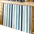 thumbnail image 2 of Teal Blue Stripe Cabinet Curtain 35"Wx35"L,Dustproof Under Sink Skirt with Self Adhesive Tape,Ombre Geometric Aqua Vertical Striped Cabinet Curtain Cover for Kitchen Sink,Bathroom Vanity,Laundry Room, 2 of 9