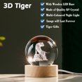 thumbnail image 2 of Bola de cristal IFOLAINA 3D Tiger con base de luz de madera de 60 mm, 2 of 7