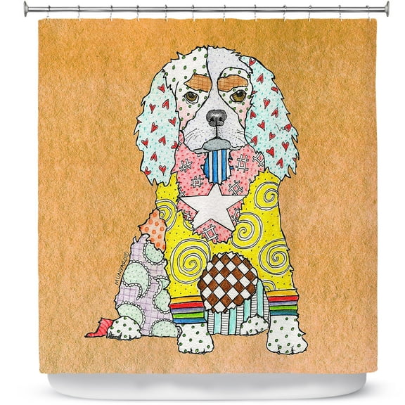 Shower Curtains 70" x 84" from DiaNoche Designs by Marley Ungaro - King Charles Spaniel Tan