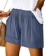 thumbnail image 5 of Pantalones cortos casuales de verano cómodos para mujer, cintura alta elástica, botón frontal, pantalones cortos de pierna ancha con bolsillos laterales, 5 of 6