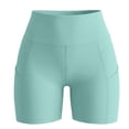 thumbnail image 5 of Gsakboxl Summer Pants for Women Women High Waist Side Pocket Yoga Biker Shorts For Cycling Running Gym Workout Sports Mint Green L, 5 of 5