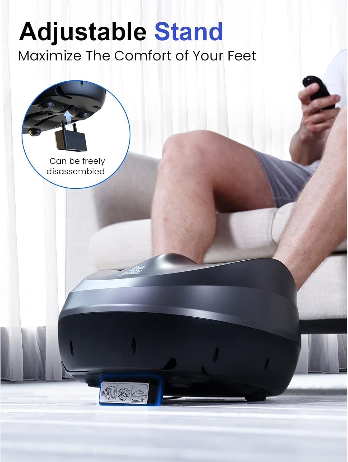 Bob and Brad Shiatsu Foot Massager with Heat and Remote, Deep Kneading Therapy with 4 Level, Improve Foot Wellness, Fits Feet up to Men Size 12- Black
