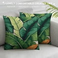 thumbnail image 3 of Shiartex Tropical Leaves Pillow Covers Green Palm Leaf Throw Pillow Covers Summer Watercolor Decorative Cushion Covers Home Decor for Sofa Couch Indoors Outdoors 24x24in, 3 of 5