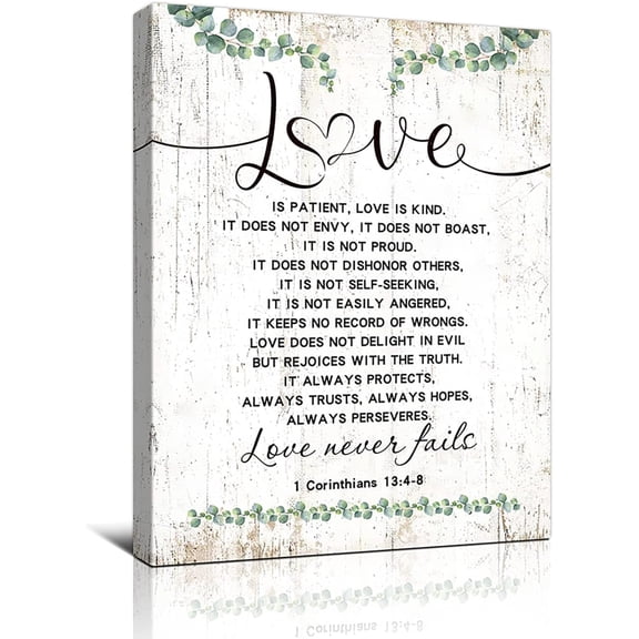 Christian Wall Art Love Is Patient Love Is Kind Wall Art Framed Inspirational Wall Art 1 Corinthians 13 Bible Verse Wall Art Decor Home Decor For Living Room Bedroom Bathroom Ready To Hang 12x16 Inch
