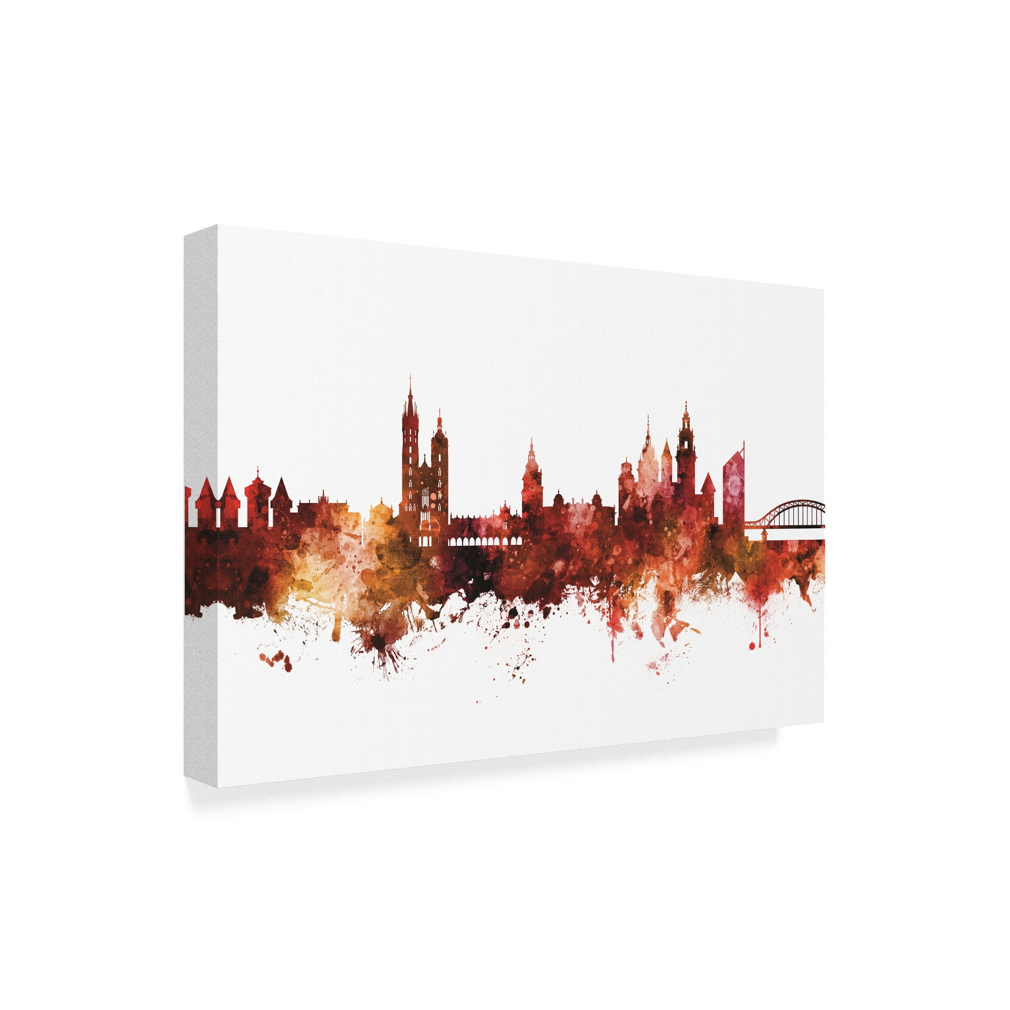 Trademark Fine Art 'Krakow Poland Skyline Red' Canvas Art by Michael Tompsett
