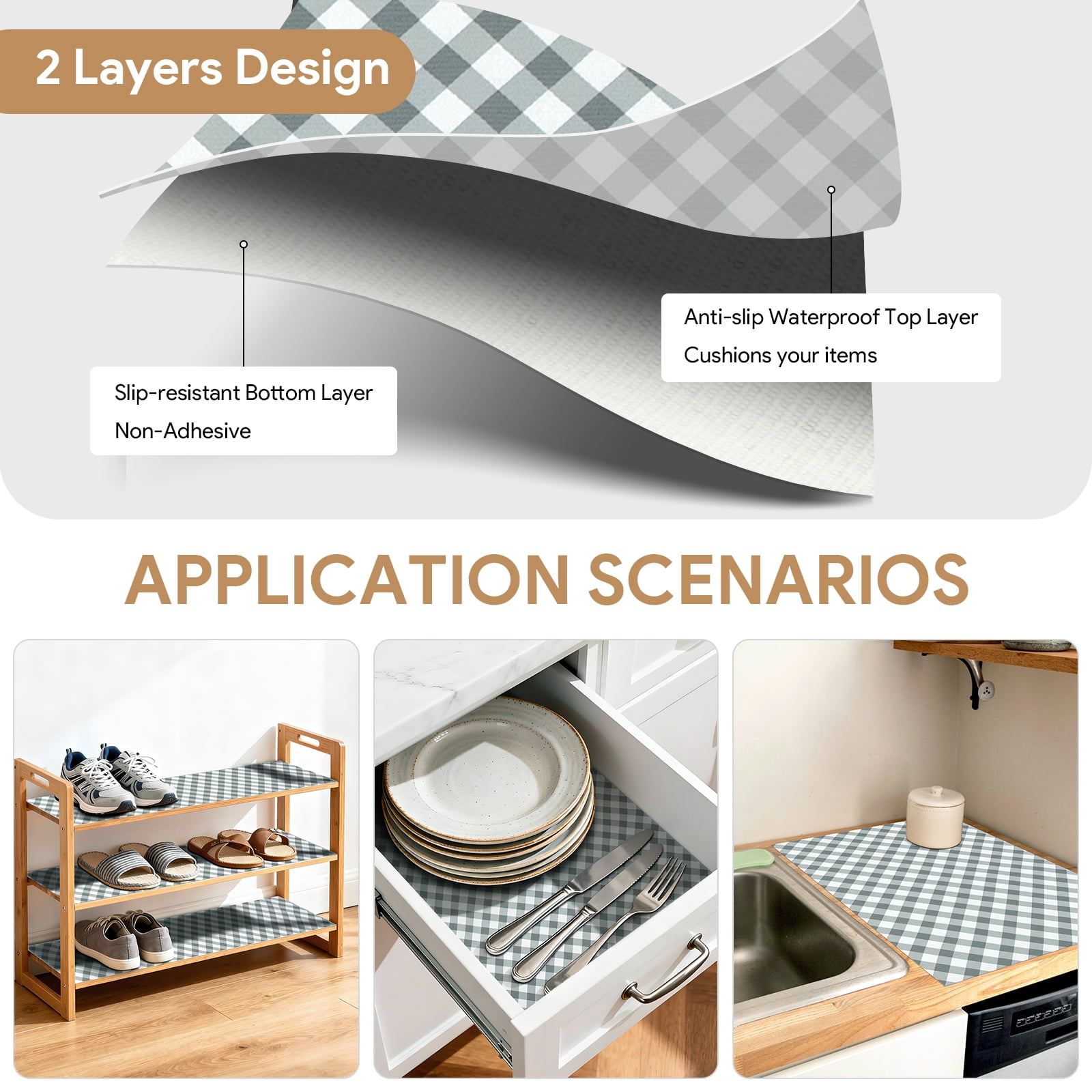 RAY STAR 12x120 Inch Shelf Liner Non Slip, Non Adhesive Drawer Liner, Waterproof Shelf Liners for Kitchen Cabinets