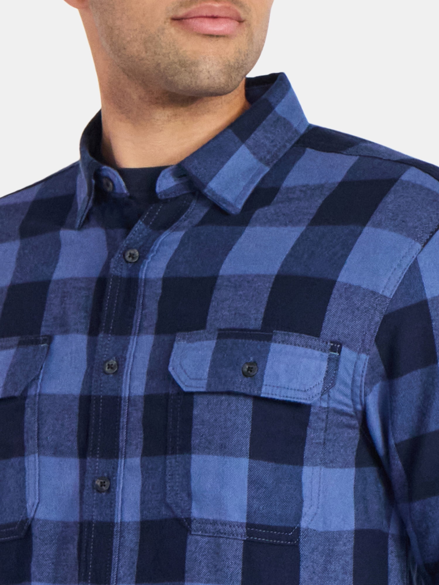 George Men's & Big Men's Relaxed Fit Double Pocket Flannel Shirt, Sizes XS-3XLT