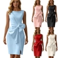 thumbnail image 5 of Women’s Sleeveless Sheath Cocktail Dress Elegant Bow Knot Waist Formal Party Wedding Guest Dress, 5 of 5