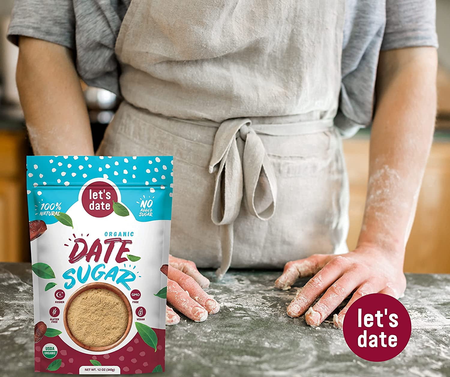 Pack of 6, Lets Date Organic Date Sugar, 12 oz