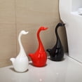 thumbnail image 4 of Juego de cepillos de baño con base de cerámica y mango de plástico, forma creativa de cisne, suministros para el baño, inodoro para el baño, 4 of 5