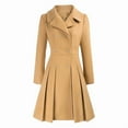 thumbnail image 2 of Felirenzacia Women’s Double-Breasted Wool Blend Long Coat with Lapel Collar, Mid-Length Camel Overcoat for Fall Winter, 2 of 6