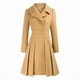 thumbnail image 4 of Gabardina Anorak de color liso para mujer, abrigo de tweed con solapa y doble botonadura, corte A, abrigo para mujer, 4 of 6