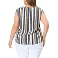 thumbnail image 3 of Agnes Orinda Women's Plus Size Summer Keyhole Cap Sleeve Stripe Boho Blouse, 3 of 6