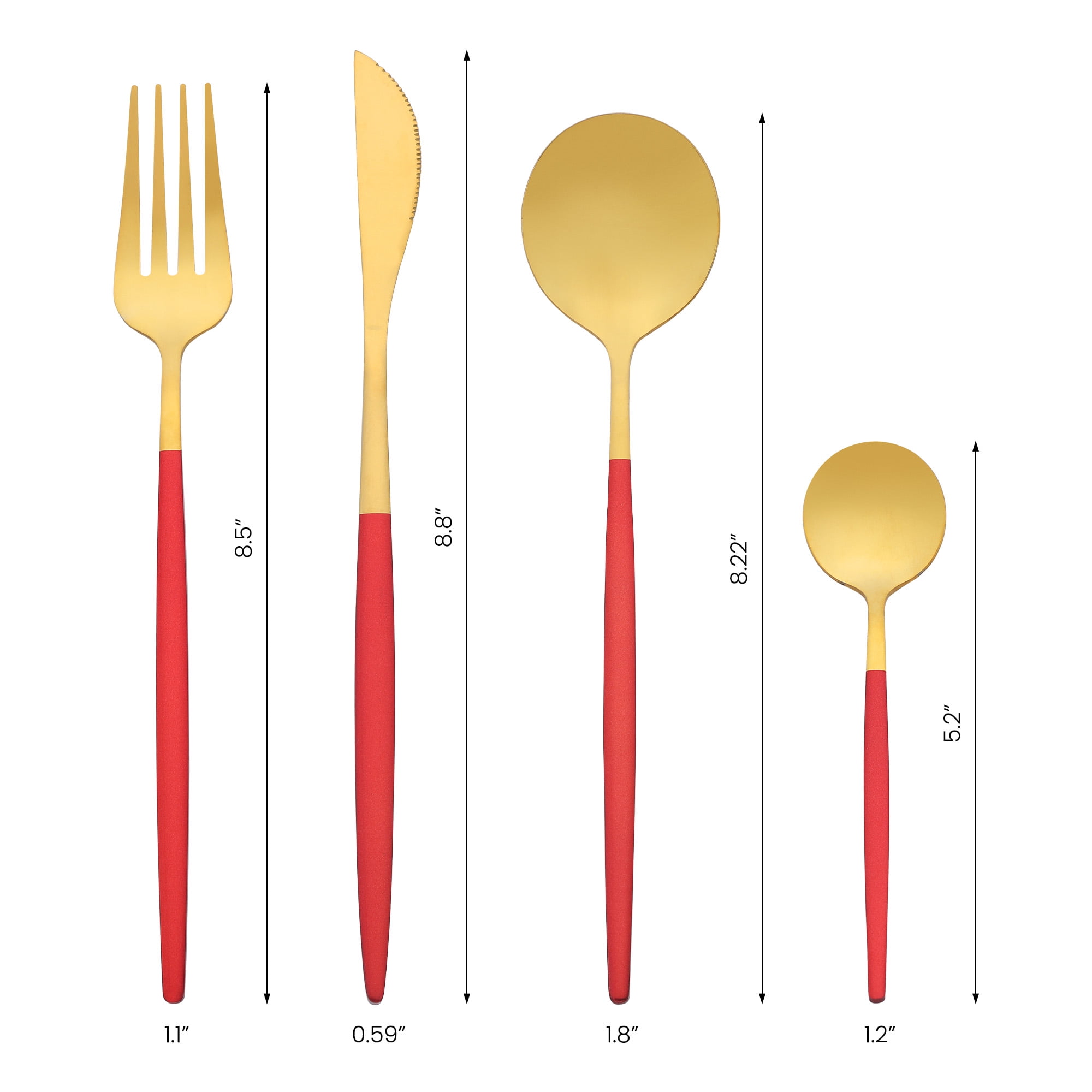 Unique Bargains 24 Pieces Stainless Steel Silverware Flatware Set Red