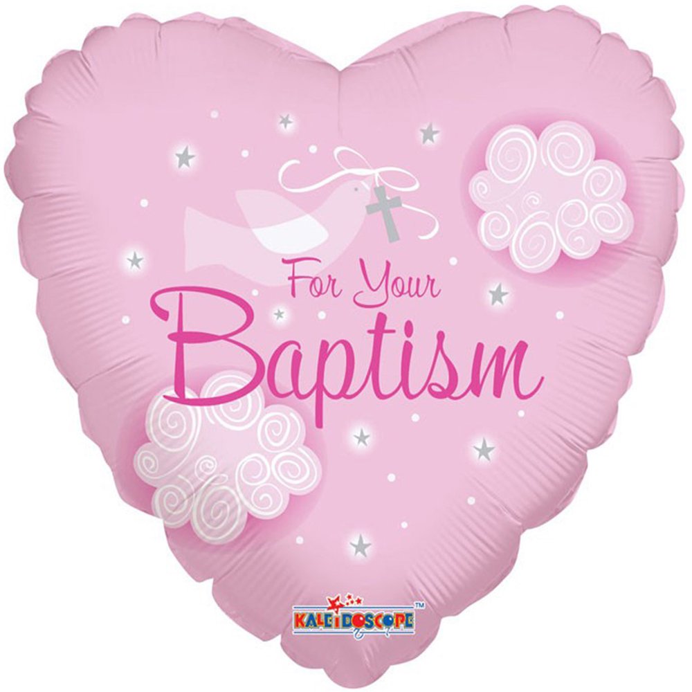 18" Baptism Heart Shape " For Your Baptism " Theme Pink Foil Balloon