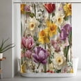 thumbnail image 5 of Spring Floral Shower Curtain Set, Waterproof Shower Curtains for Bathroom, Farmhouse Flowers Watercolor Botanical Elegant Washable Fabric Bath Curtain for Bathtub Decoration with Hooks 72x78 Inches, 5 of 9