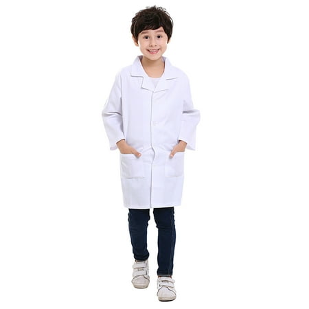 5 Packs Kids White Lab Coats Childrens Scientist Doctor Role Play Costume Bulk-White-6X/7