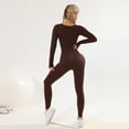 thumbnail image 7 of COOPLUS Womens Workout Jumpsuits Long Sleeve Bodysuits Ribbed One-piece Seamless Square Neck Unitard Yoga Casual, 7 of 7