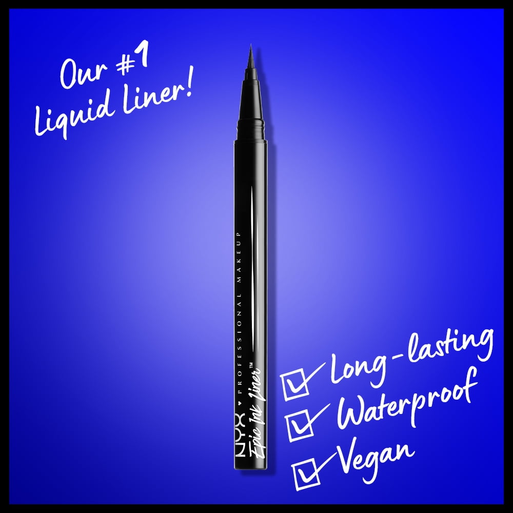 NYX Professional Makeup Epic Ink Eyeliner, Black, 0.16 Oz