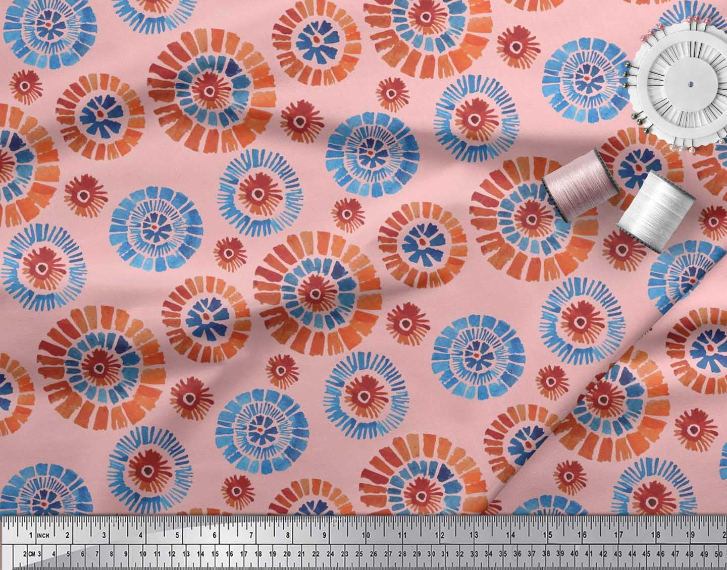 Soimoi polyester Crepe Fabric Brush Stroke Abstract Print Fabric by the Yard 52 Inch Wide