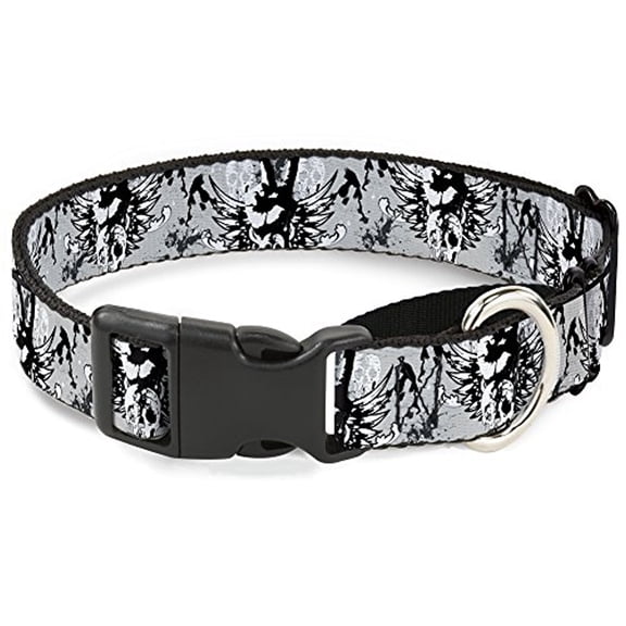 Buckle-Down Peace with Wings Gray Martingale Dog Collar