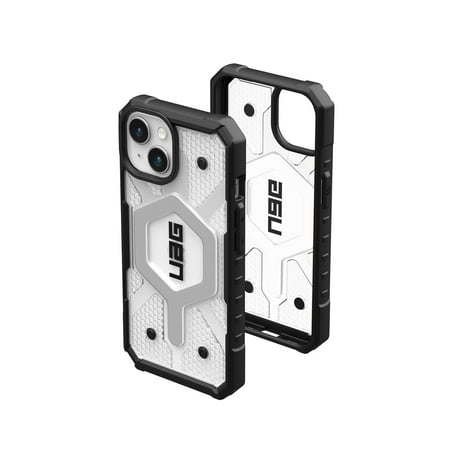 UAG Case Compatible with iPhone 15 Plus Case 6.7" Pathfinder Clear Ice/Silver Built-in Magnet Compatible with MagSafe Charging Rugged Transparent Dropproof Protective Cover by URBAN ARMOR GEAR