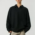 thumbnail image 2 of YLSDY Mens Waffle Knit Button Collared Shirts Long Sleeve Cable Knitted Button Collared Sweater Textured Pullover Sweater Lapel Collared Tshirt Black XXL, 2 of 6
