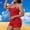 Red, variant on Tdoqot Womens Plus Size Swimsiuits Tankini 2 PC- Modest Backless Built In Bra Halter Bathing Suit Hot Pink Size XL-5XL