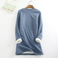 thumbnail image 4 of Wowcloth Womens Fleece-Lined Thermal Shirt with Letter Print and Round Neck, Long Sleeve Thickened Warm Base Layer for Autumn Winter Indoor Outdoor Wear, 4 of 9