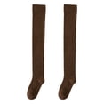 thumbnail image 2 of dianhelloya 1 Pair Women Long Socks Solid Color Thigh High Stockings Autumn Winter Japanese Good Stretch Stockings for Daily Wear Dark Brown, 2 of 8