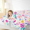 thumbnail image 4 of Homewish Watercolor Floral Queen Comforter Set,Modern Graffiti Flower Bedding Sets,Pink White Bedding Comforter Set For Girls Teens,Luxury Bedroom Decor Reversible,3 Pieces, 4 of 8