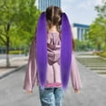 thumbnail image 7 of 2PC Dark Purple Clip In Ponytail Extension Synthetic Hair Ponytails for Women Girls, Thick Hairpiece for Bubble Braids Fishtail hairstyles (26 Inch, 3.5 oz), 7 of 7