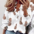 thumbnail image 6 of Zerlibeaful Long Sleeve Blouses Button-Down Shirts for Women Summer Ruffle V-Neck Solid Print Casual Dressy T-Shirt Tops, 6 of 7
