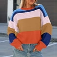 thumbnail image 5 of zaveiop Womens Color Block Cropped Sweaters 2025 Winter Trendy Casual Oversized Y2k Going out Striped Pullover Tops (Orange, XL), 5 of 5