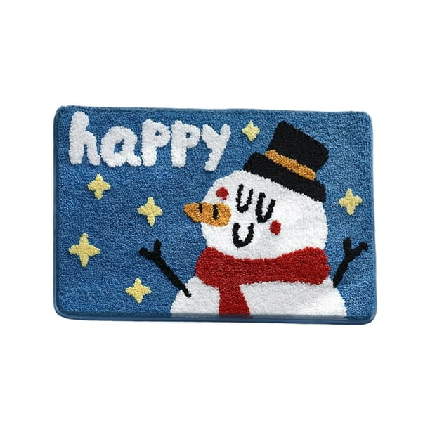 Alfombrillas de Bienvenida para la Puerta Delantera Navidad Pan de Jengibre Hombre Diseño Muñeco de Nieve Alfombrilla de Bienvenida Piso de Entrada de Vacaciones Puerta Delantera Porche Decoración Al