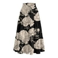 thumbnail image 3 of WTOBBY Summer Floral Pleated Maxi Skirt Women's Drawstring High Waist Long Skirt Lightweight Beach Vacation Skirt Tiered Flowy Boho Skirt with Elastic Waist ,Black L, 3 of 4